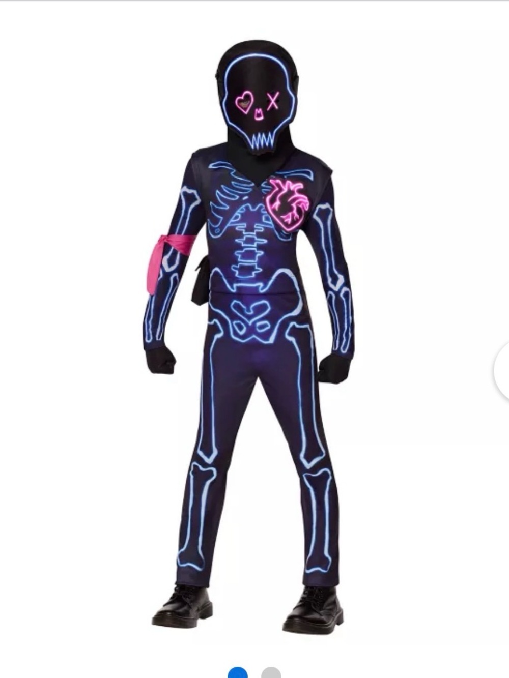 Kids Fortnite Neon Light Up Skeleton Costume Size 8-10